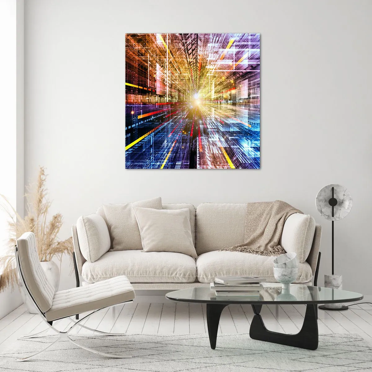 Obraz na skle - Osvětlená chodba - 70x70 cm