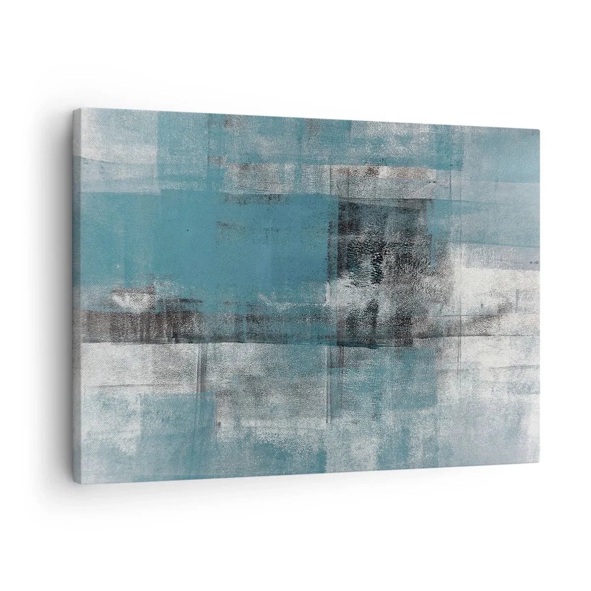 Obraz na plátně - Abstraktní kompozice v odstínech modré s texturou a vrstvami. - 70x50cm - Voda a vzduch - Moderní nástěnná dekorace do obývacího pokoje a ložnice ARTTOR