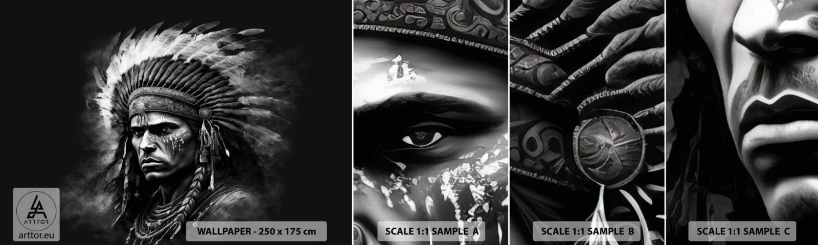 Vzor Fototapety Samolepicí Deluxe Sticker - Vůdce a bojovník - indický, Kmeny, Etnický - 100x30 cm
