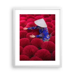 Plakát v bílém rámu - Na rýžovém poli - 40x50 cm