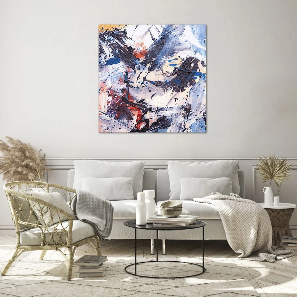 Obraz na skle - Bláznivý tanec abstrakce - 60x60 cm