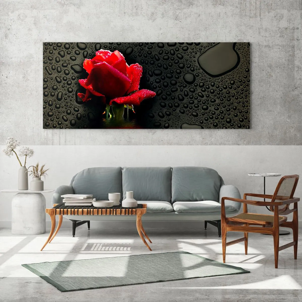 Obraz na skle - Červené a černé - 90x30 cm