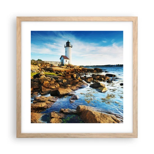 Plakát v rámu světlý dub - Vraťte se šťastně, čekám - 40x40 cm