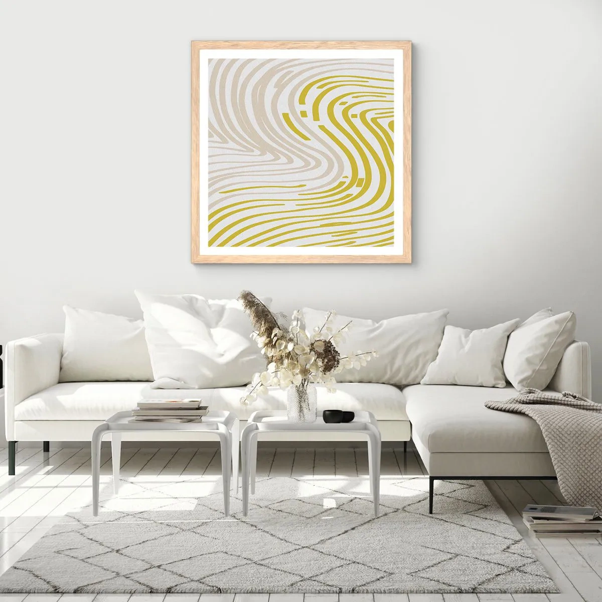 Plakát v rámu světlý dub - Kompozice s mírným ohybem - 60x60 cm