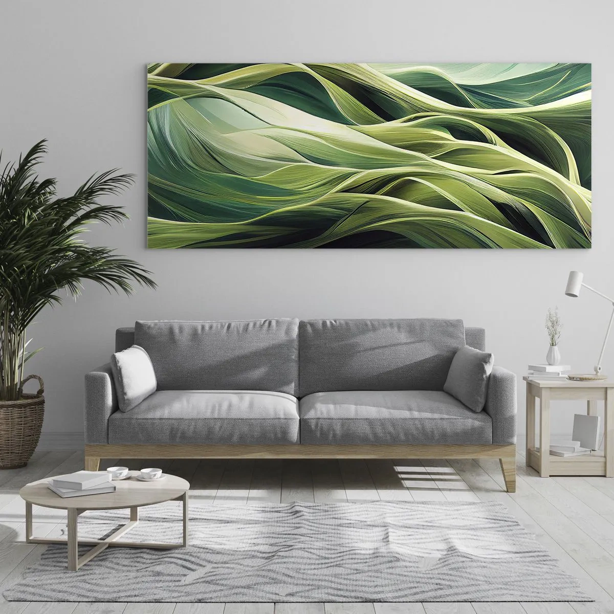 Obraz na skle - Abstraktní hra na zelenou - 100x40 cm