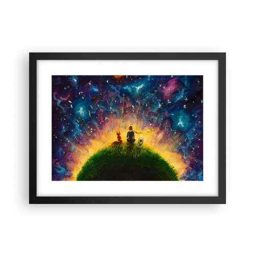 Plakát v černém rámu - Láska a přátelství - celý svět - 40x30 cm