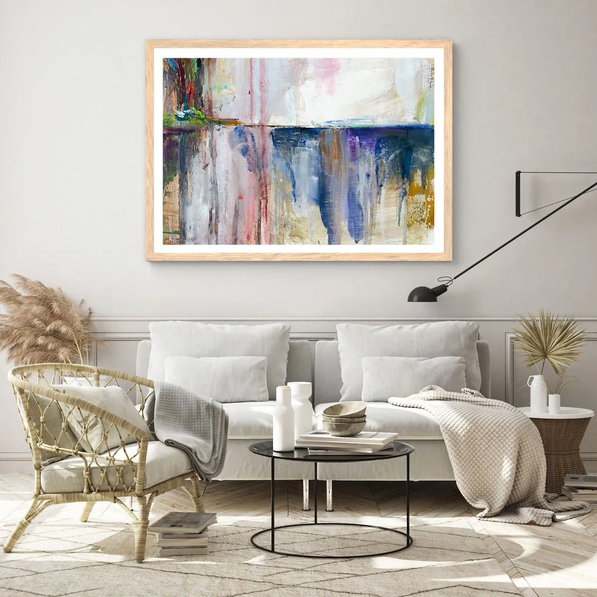 Plakát v rámu světlý dub - Barevné dojmy a asociace - 50x40 cm