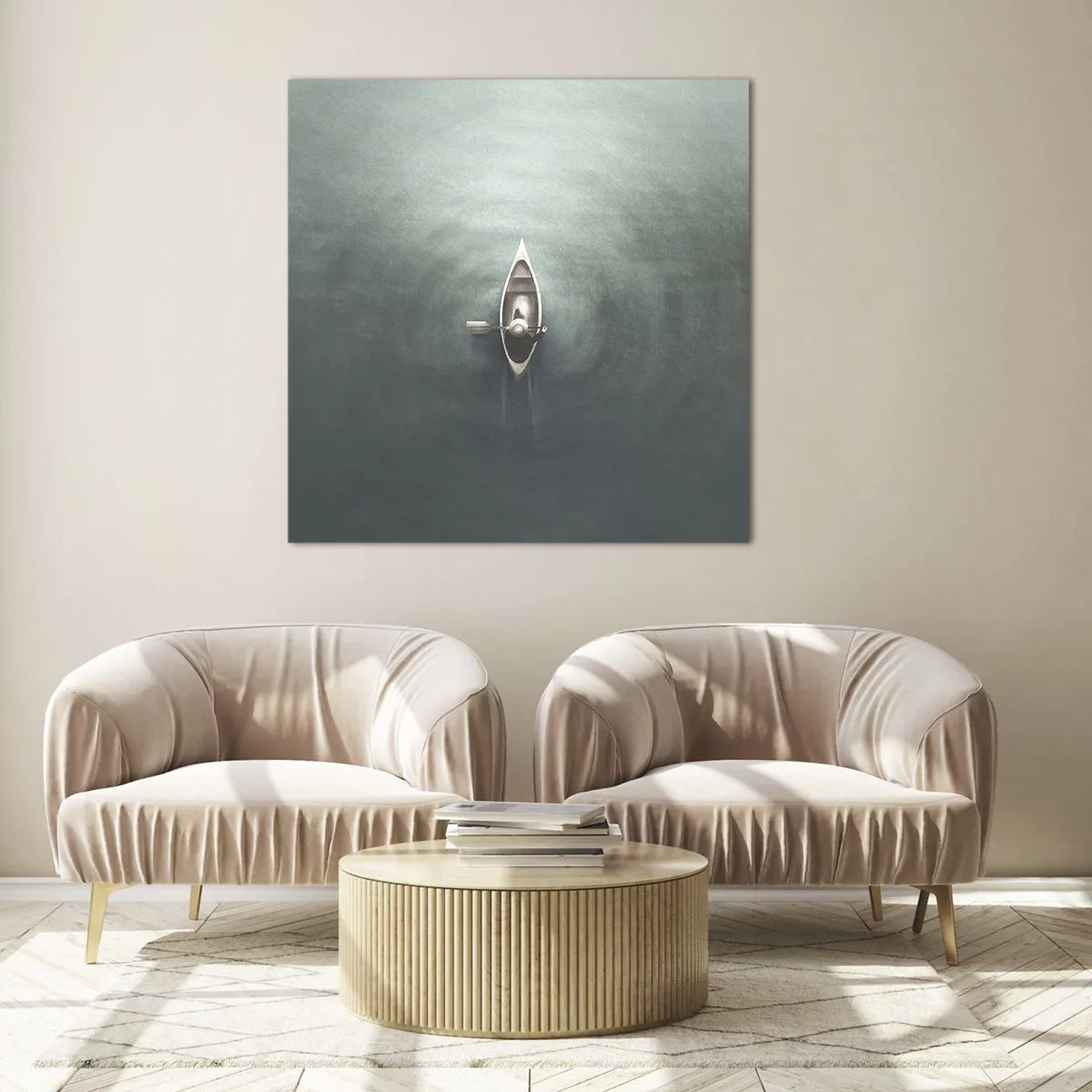 Obraz na skle - Přes měsíční jezero - 30x30 cm