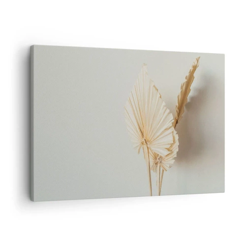 Obraz na plátně - Sušené palmové listy v minimalistickém aranžmá - 70x50cm - Když potřebuješ útěchu - Moderní nástěnná dekorace do obývacího pokoje a ložnice ARTTOR
