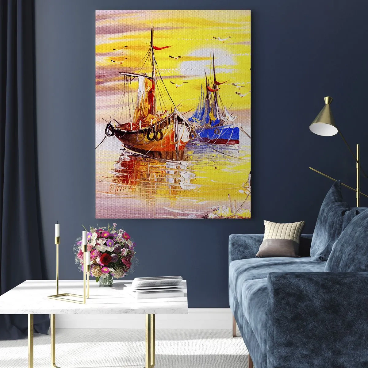 Obraz na skle - Zasloužený odpočinek v přístavu - 50x70 cm