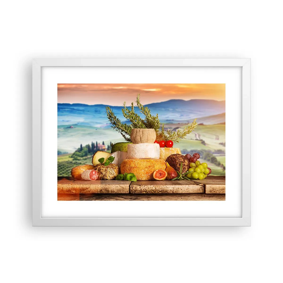 Plakát v bílém rámu - Italská radost ze života - 40x30 cm