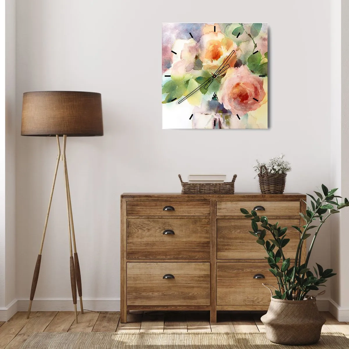 Nástěnné hodiny - Jemné jako akvarel - 40x40 cm