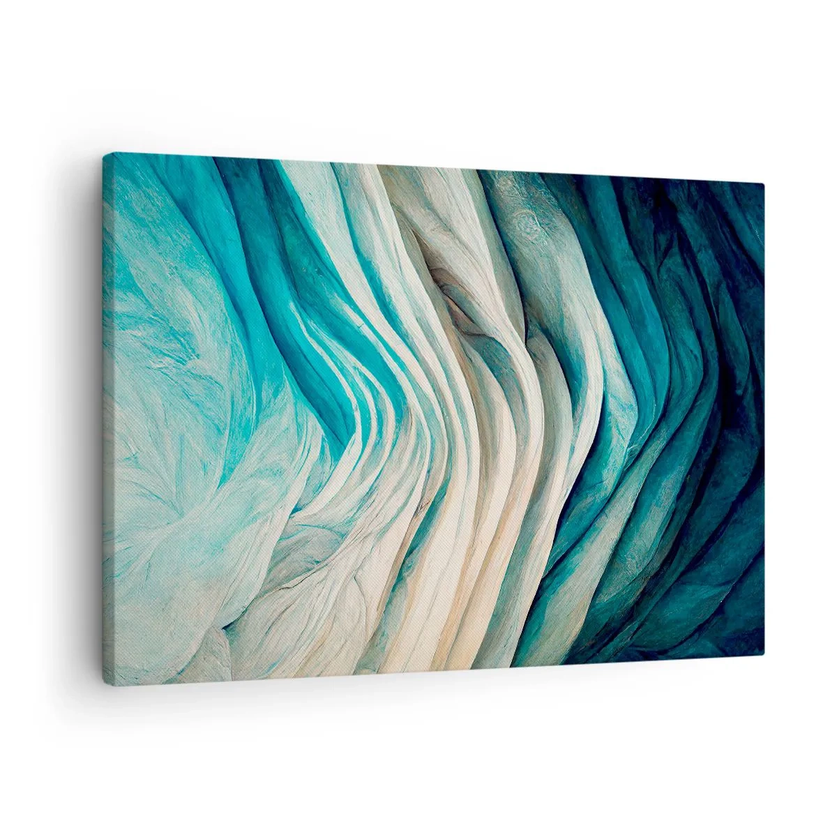Obraz na plátně - Dynamické vlny v odstínech modré a bílé - 70x50cm - Modrá neukojitelnost - Moderní nástěnná dekorace do obývacího pokoje a ložnice ARTTOR