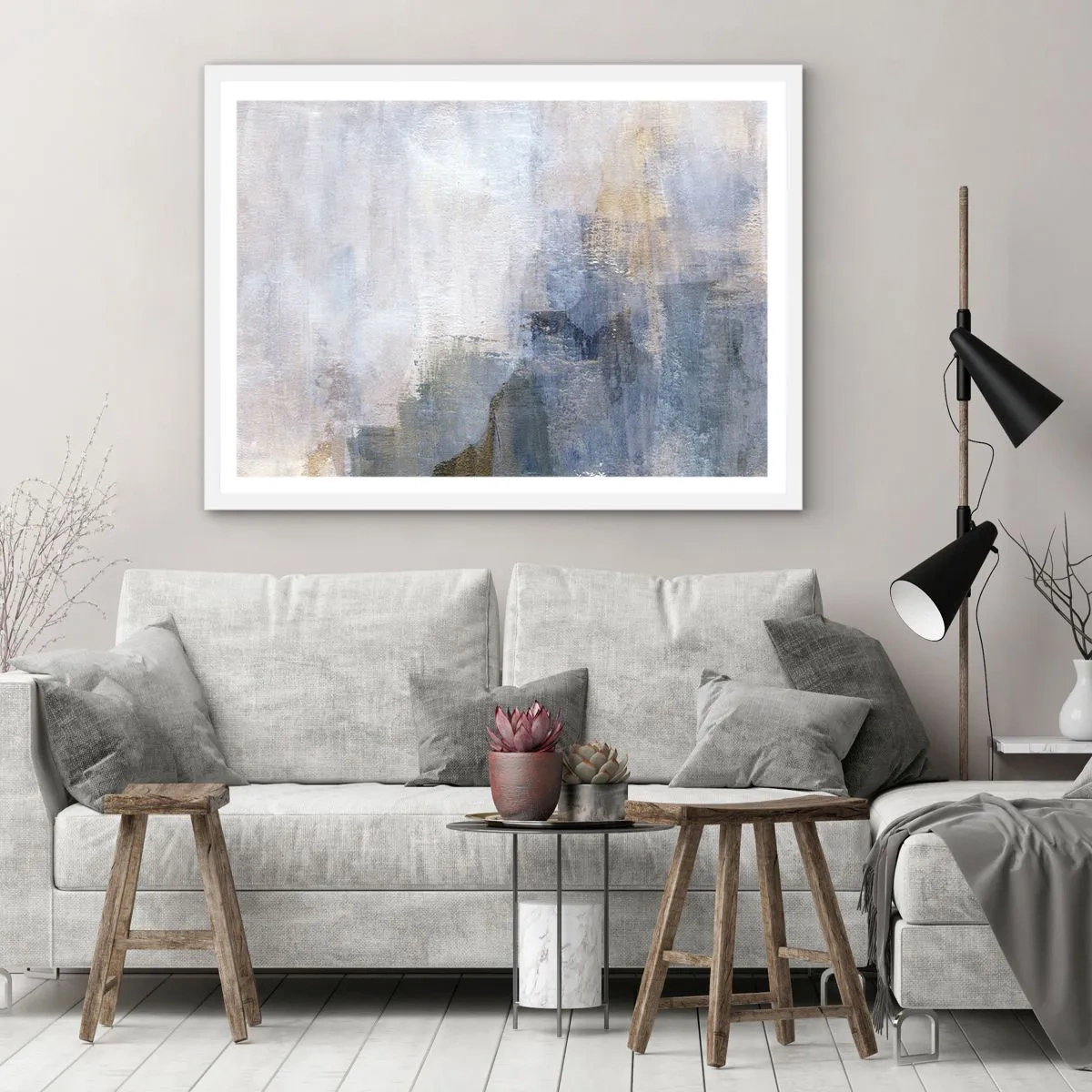 Plakát v bílém rámu - Tóny a akordy barev - 40x30 cm
