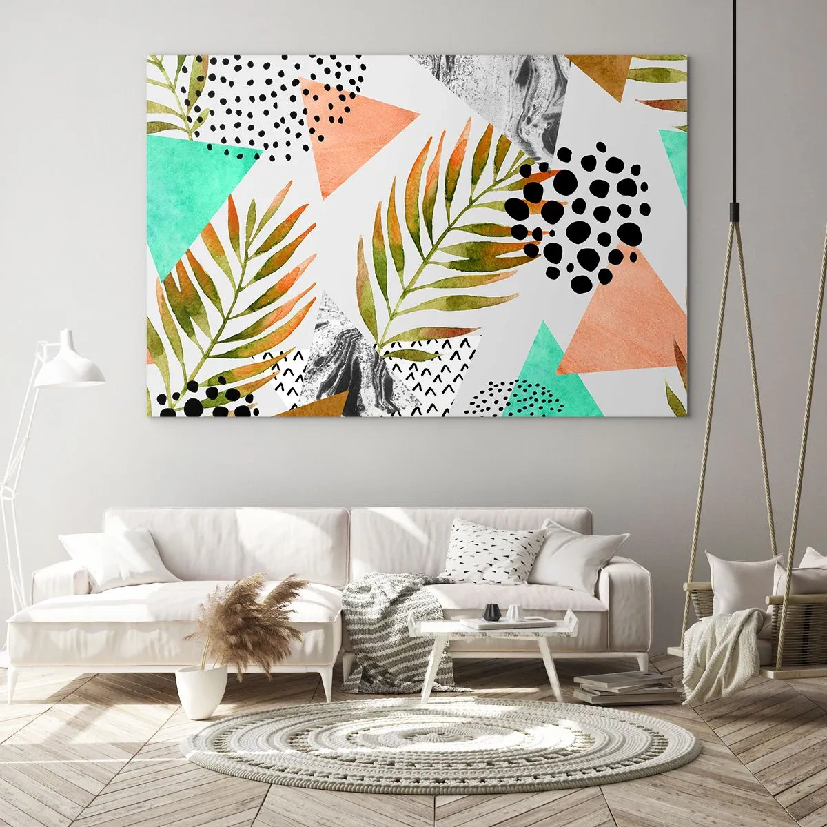 Obraz na skle - Dekorace s palmovým listem - 100x70 cm