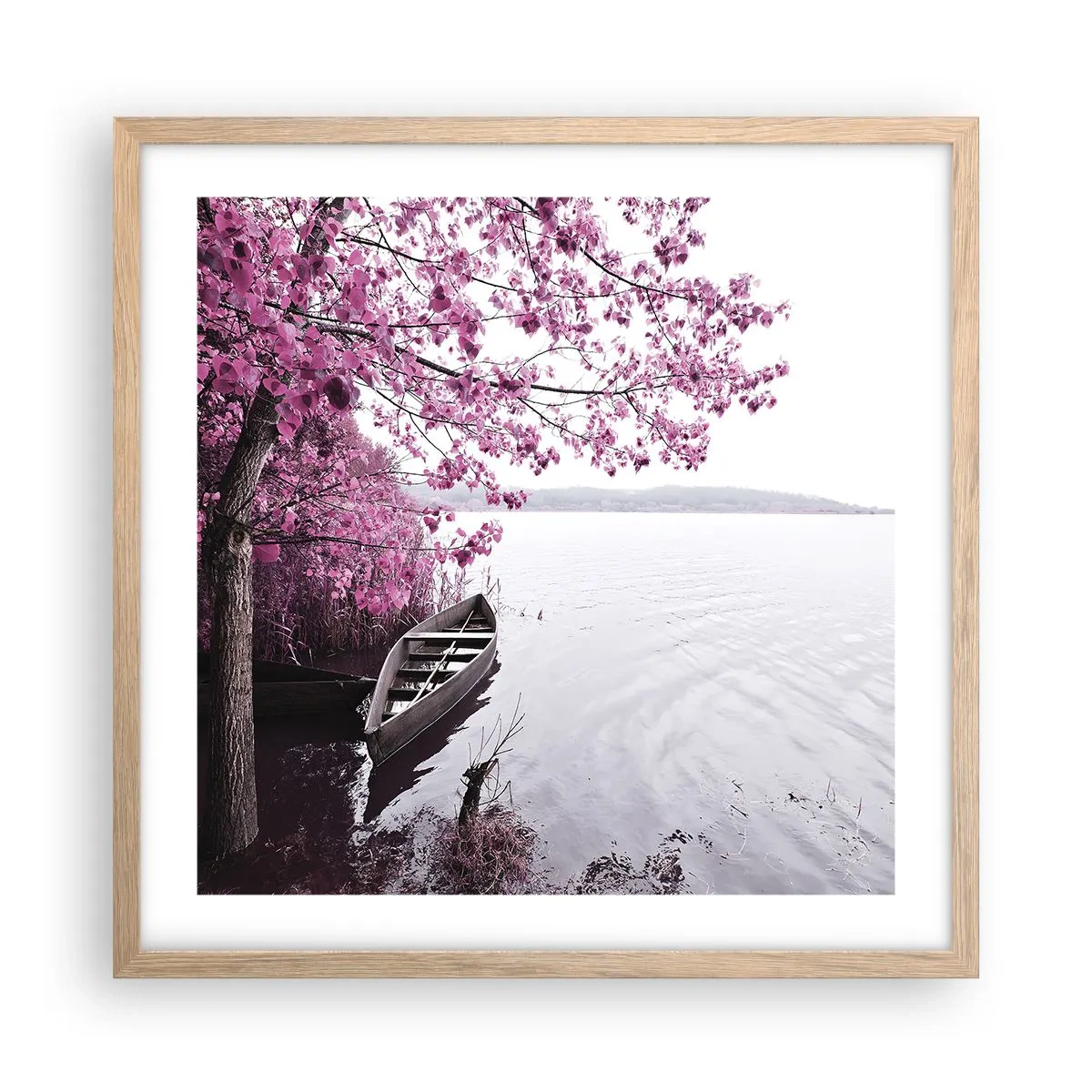 Plakát v rámu světlý dub - V růžovém tichu - 50x50 cm