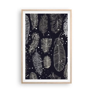 Plakát v rámu světlý dub - Krajka s peřím - 61x91 cm