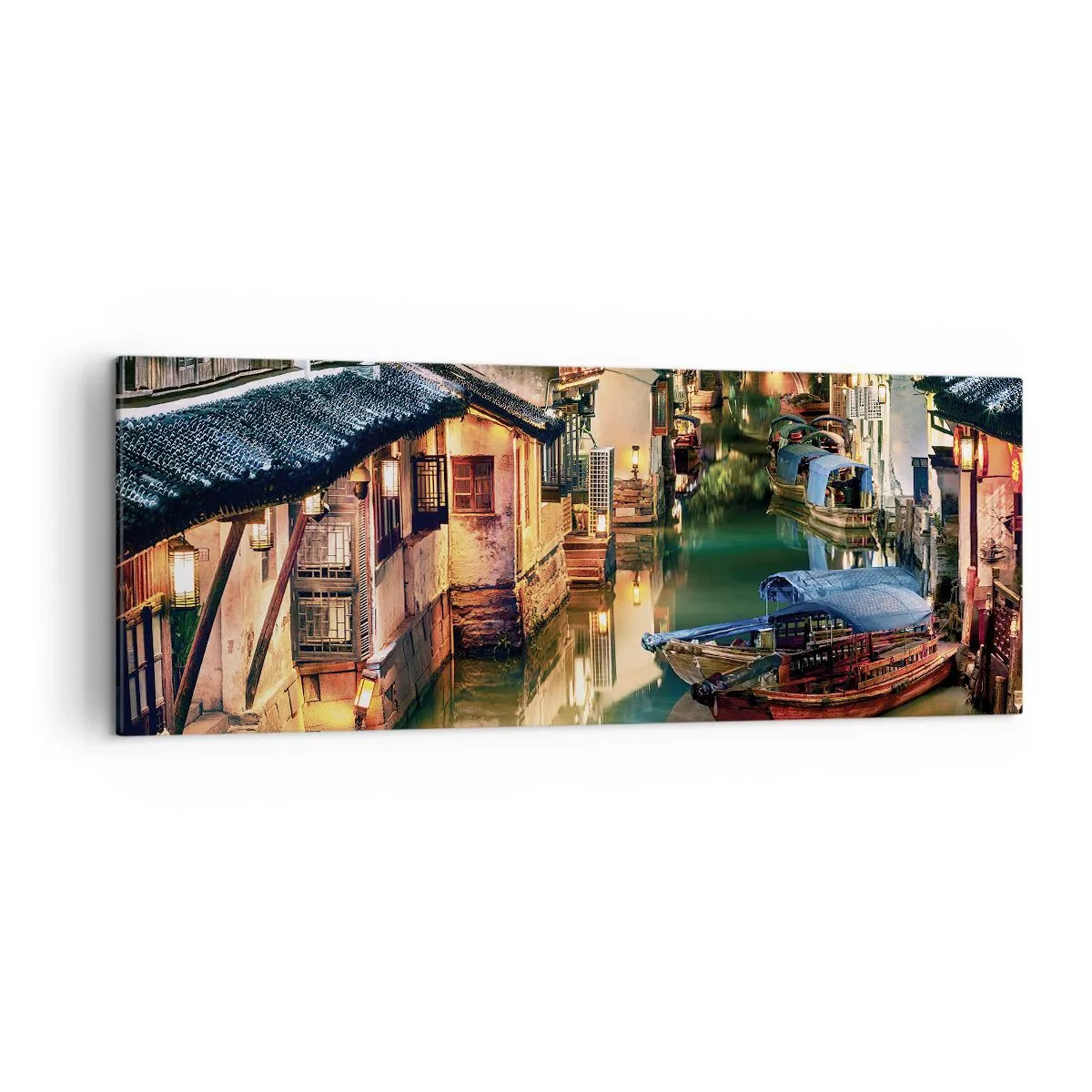 Obraz na plátně - Večer na čínské ulici - 140x50 cm