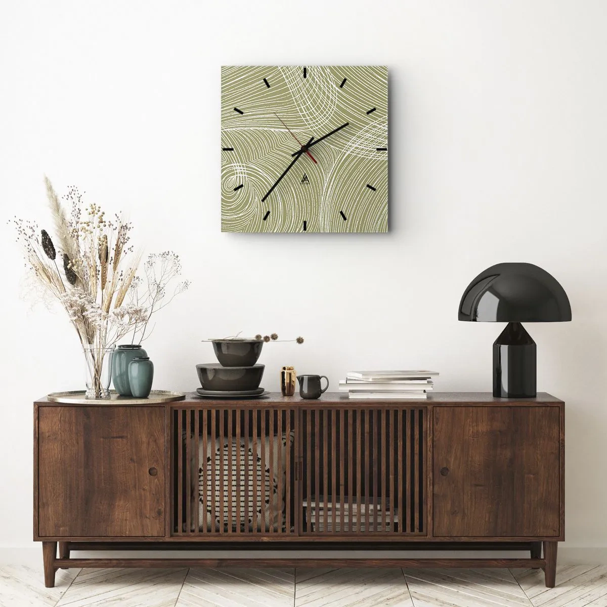 Nástěnné hodiny - Mistrovská abstrakce v bílé - 40x40 cm
