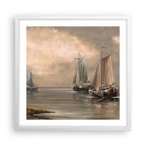 Plakát v bílém rámu - Návrat námořníků - 50x50 cm