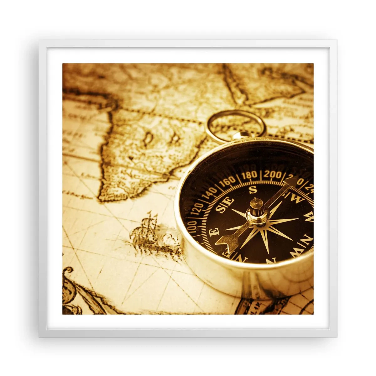 Plakát v bílém rámu - Na východ nebo na západ? - 60x60 cm