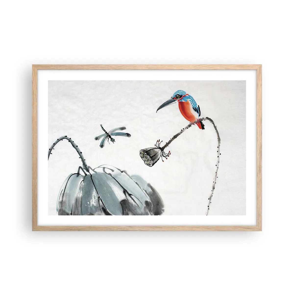 Plakát v rámu světlý dub - Život louky - 70x50 cm