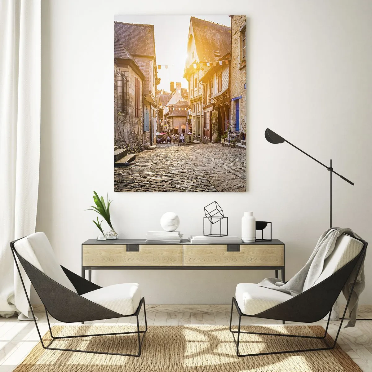 Obraz na skle - Bílý duch městečka - 50x70 cm