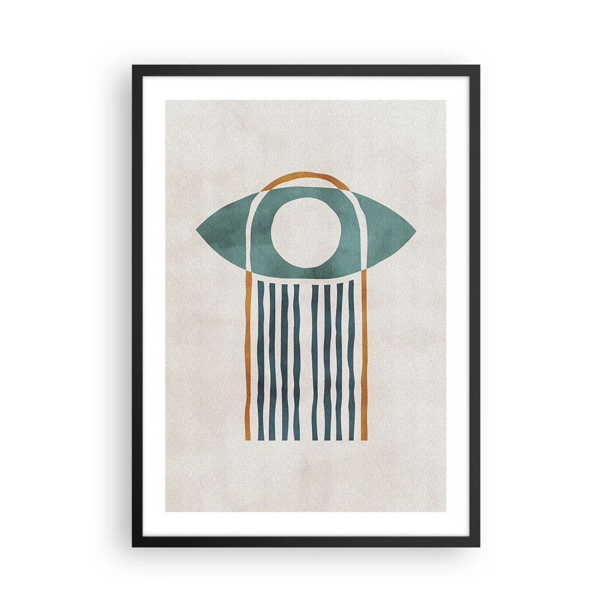 Plakát v černém rámu - Minimalistický symbol oka v boho stylu - 50x70cm - Znaky a rituály - Moderní nástěnná dekorace do obývacího pokoje a ložnice ARTTOR
