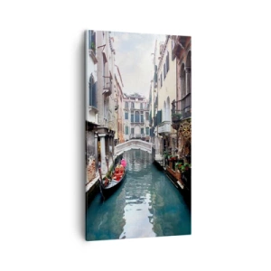 Obraz na plátně - Benátská krajina s gondolou a můstkem - 45x80 cm