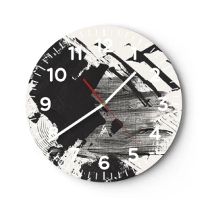 Nástěnné hodiny - Abstrakce – exprese černé - 30x30 cm