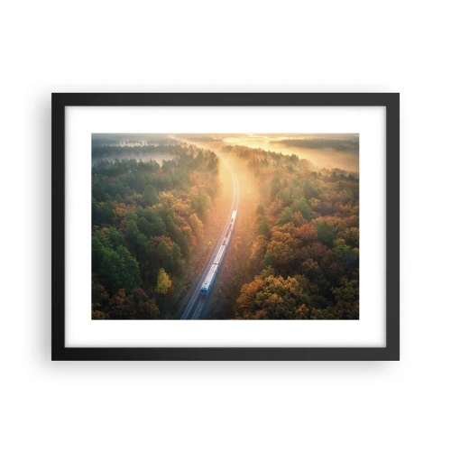 Plakát v černém rámu - Podzimní cesta - 40x30 cm