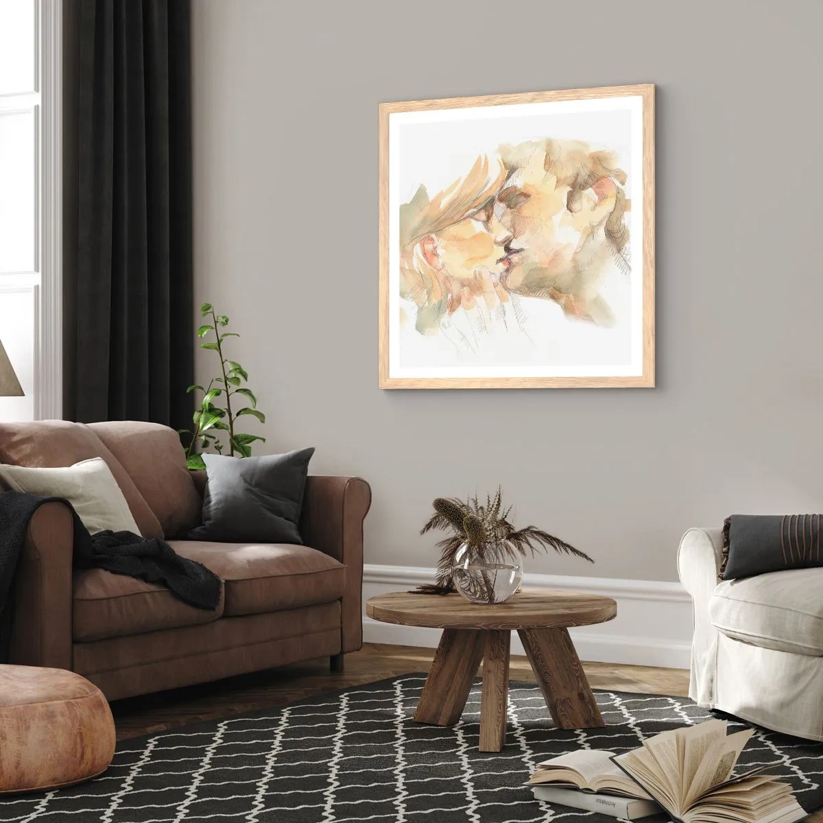 Plakát v rámu světlý dub - Nalezena polovina? - 60x60 cm