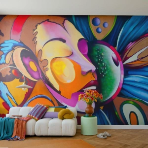 Fototapeta Premium Canvas - Dotknout se barvou - Abstrakce, Žena, Kubismus - 100x70 cm