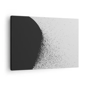 Obraz na plátně - Abstraktní vzor s černými částicemi na světlém pozadí - 70x50cm - Pohyb částic - Moderní nástěnná dekorace do obývacího pokoje a ložnice ARTTOR