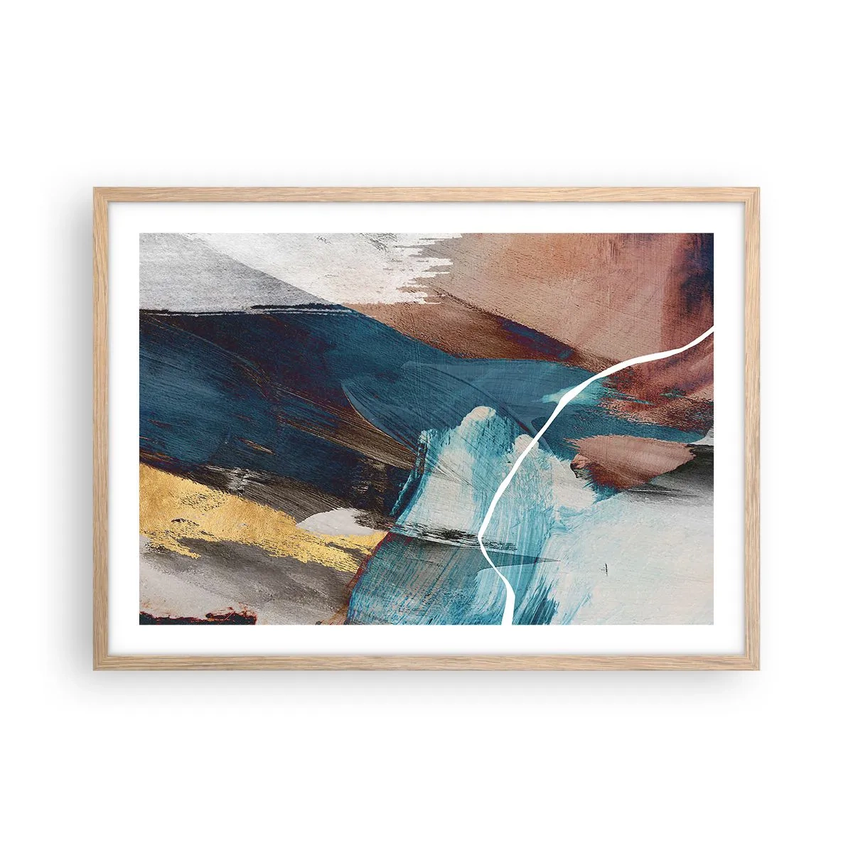 Plakát v rámu světlý dub - Na plno a s energií - 70x50 cm