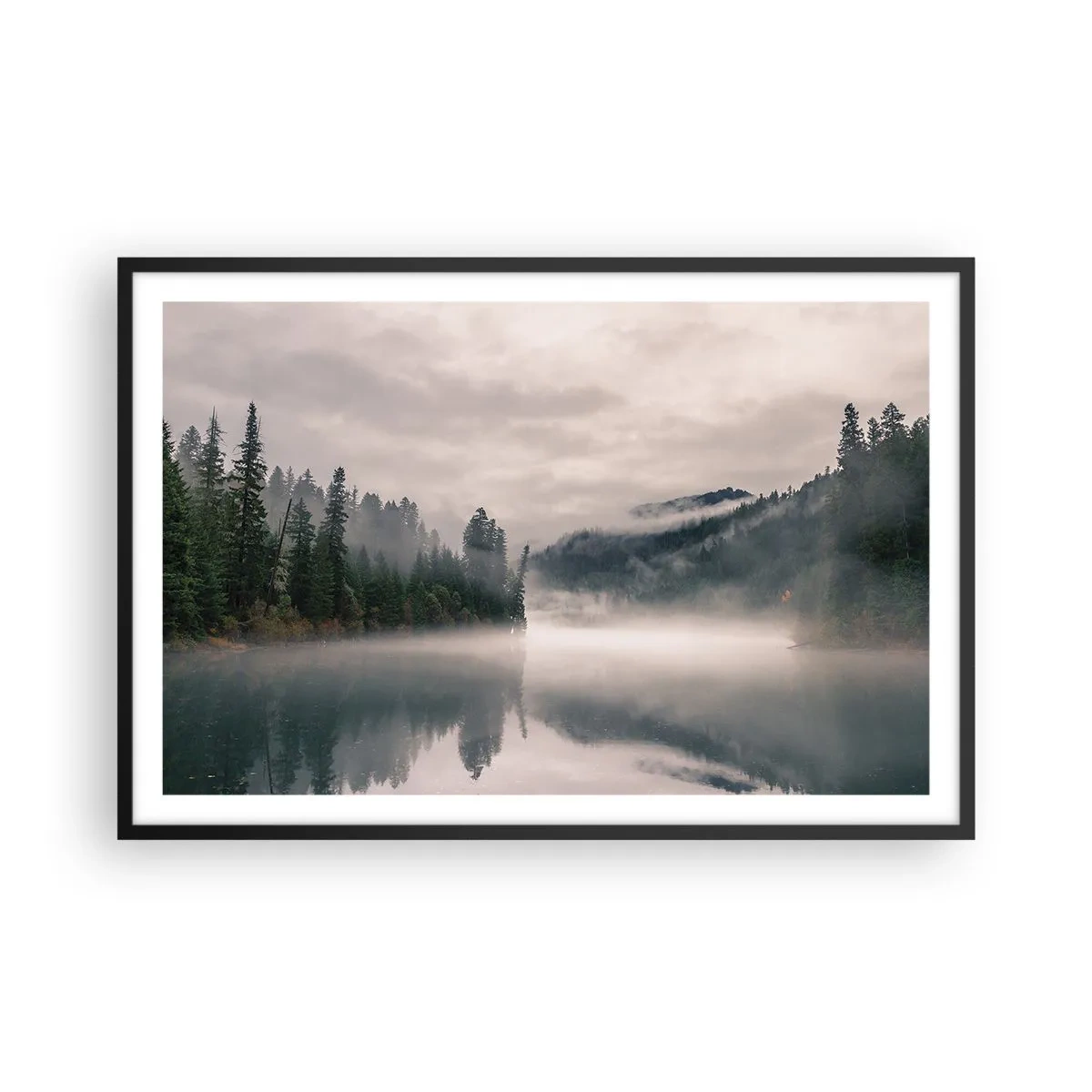 Plakát v černém rámu - V zamyšlení, v mlze - 91x61 cm