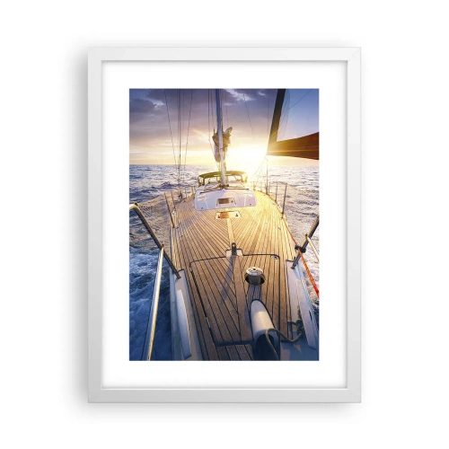 Plakát v bílém rámu - Běžící po vlnách - 30x40 cm