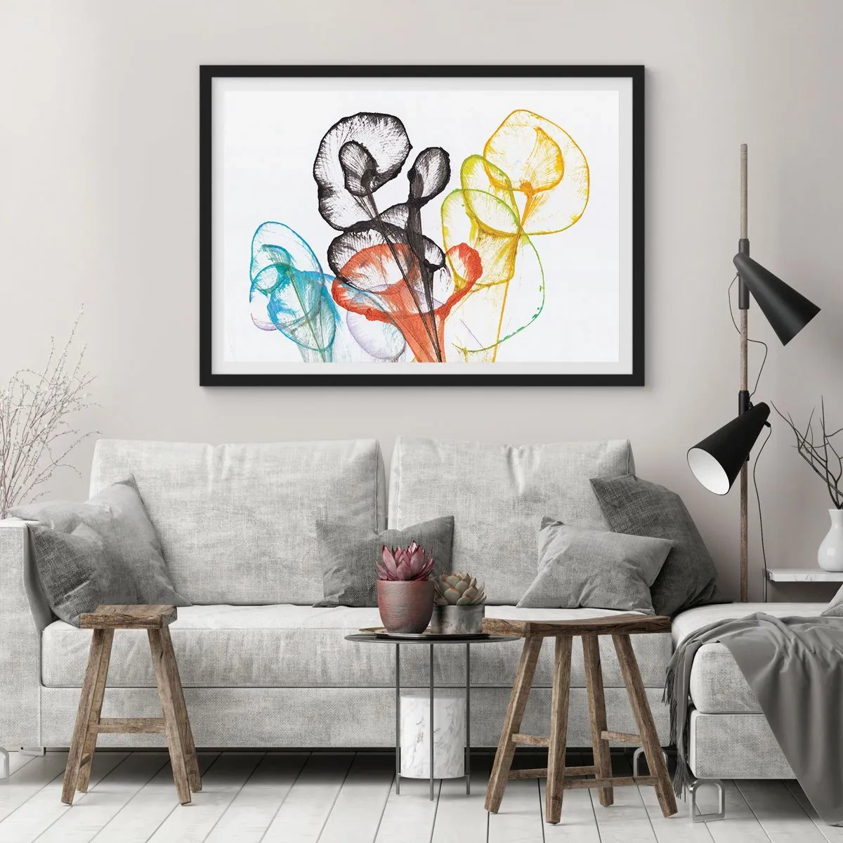 Plakát v černém rámu - Květiny s duší - 100x70 cm