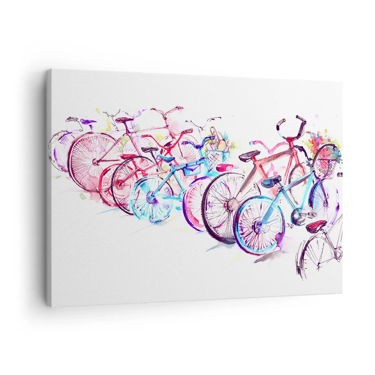 Obraz na plátně - Barevná kola v uměleckém stylu akvarelu - 70x50cm - Sjezd Antimoto klubu - Moderní nástěnná dekorace do obývacího pokoje a ložnice ARTTOR