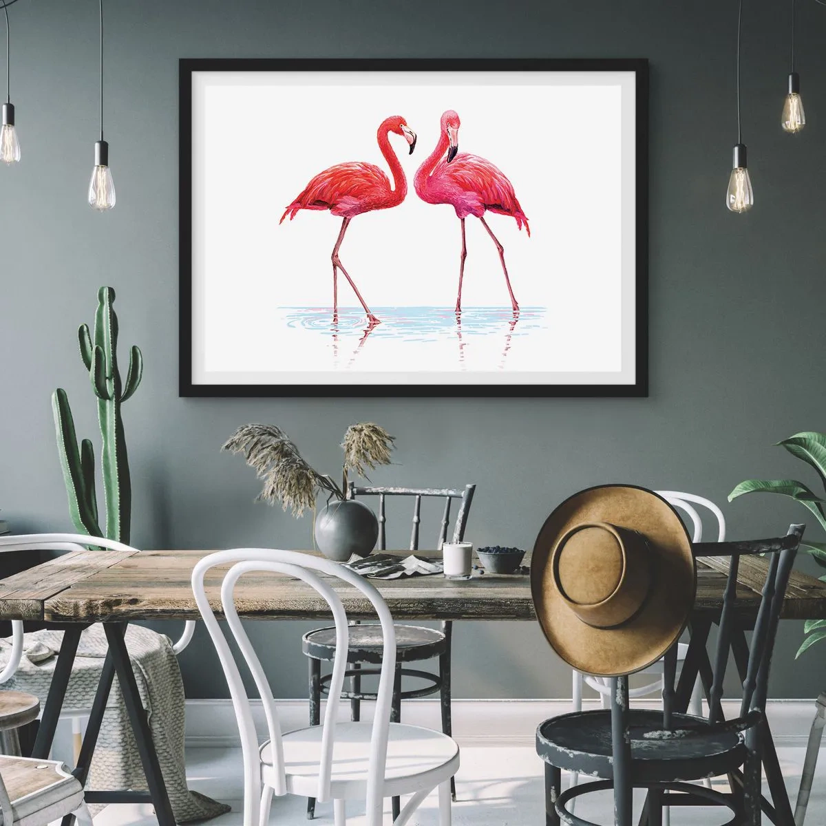 Plakát v černém rámu - Růžové rendez-vous - 70x50 cm