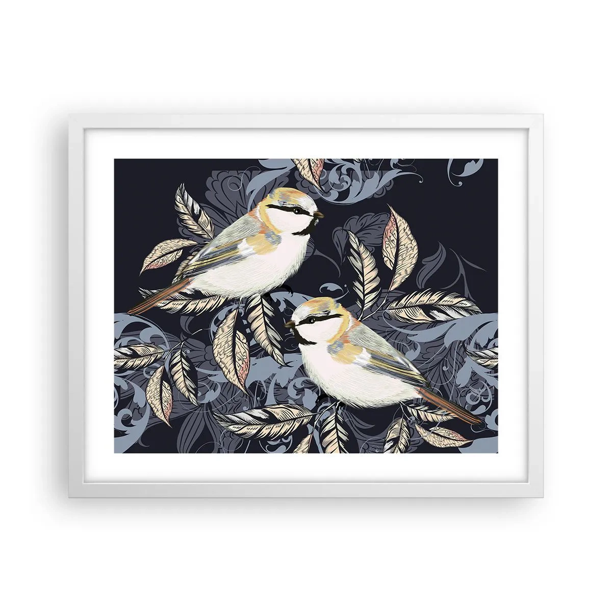 Plakát v bílém rámu - Žlutomodrá píseň - 50x40 cm