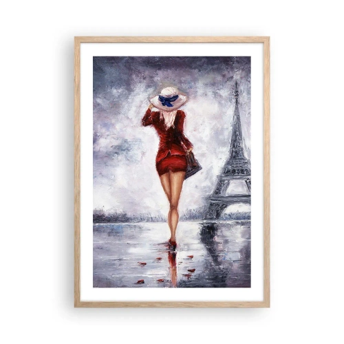 Plakát v rámu světlý dub - Pařížské symboly - 50x70 cm