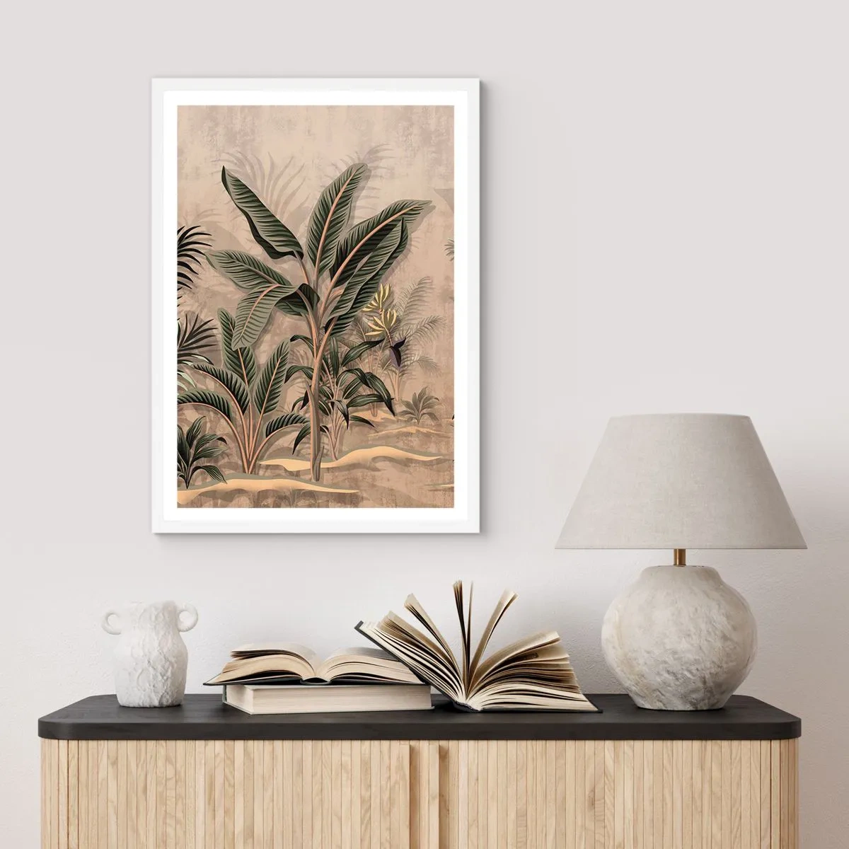 Plakát v bílém rámu - Rytina v koloniálním stylu - 61x91 cm