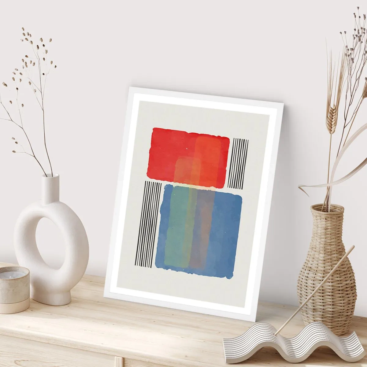 Plakát v bílém rámu - Duch a písmeno geometrie - 70x100 cm