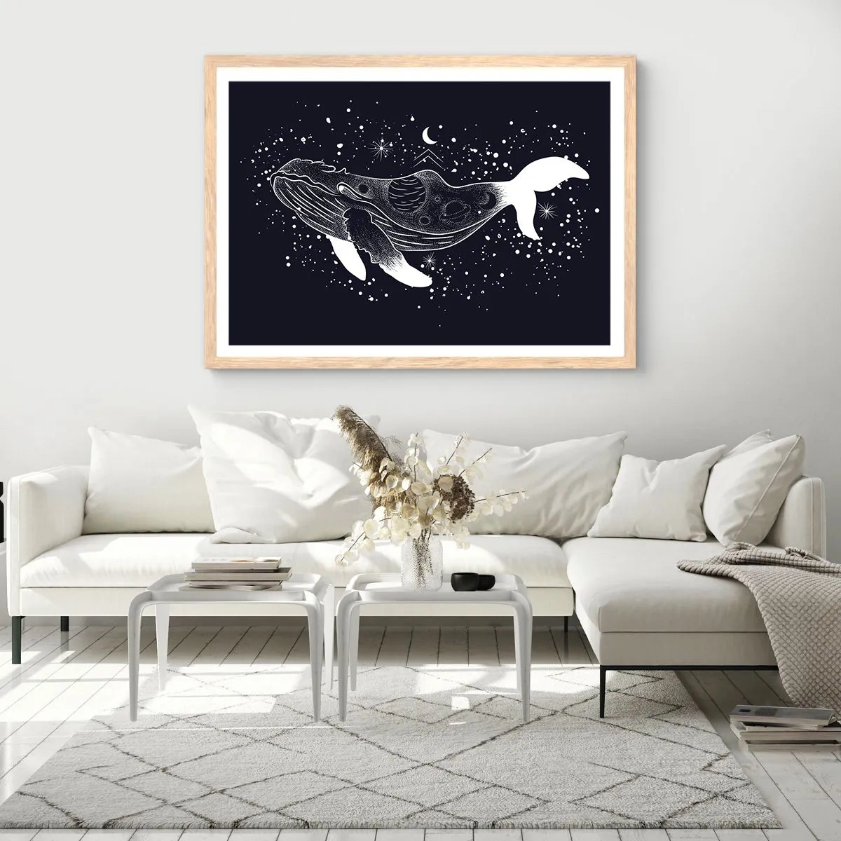 Plakát v rámu světlý dub - V oceánu vesmíru - 91x61 cm