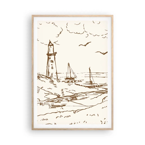 Plakát v rámu světlý dub - Náčrt letních vzpomínek - 70x100 cm