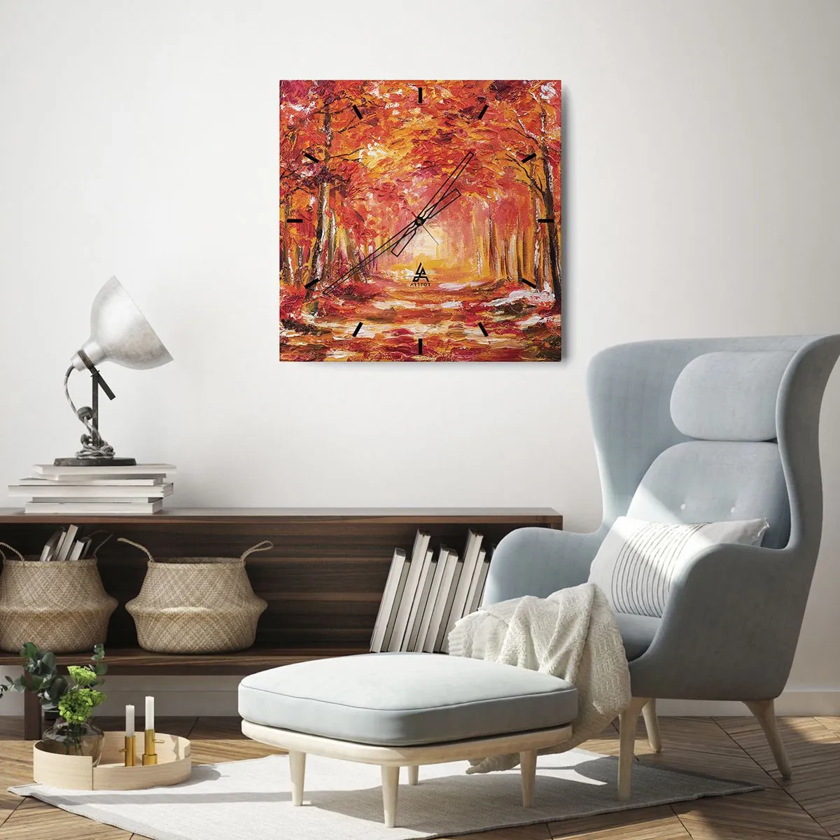 Nástěnné hodiny - Měděný les - 40x40 cm