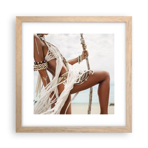 Plakát v rámu světlý dub - Kněžka slunce - 30x30 cm