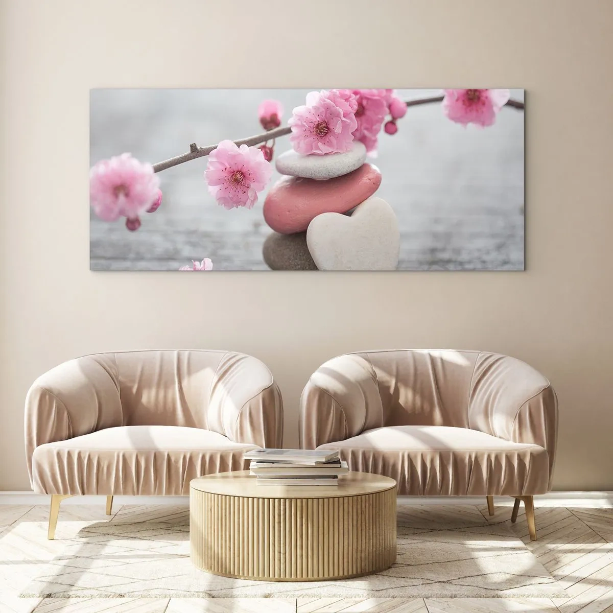 Obraz na skle - Blaženost s višňovým květem - 100x40 cm