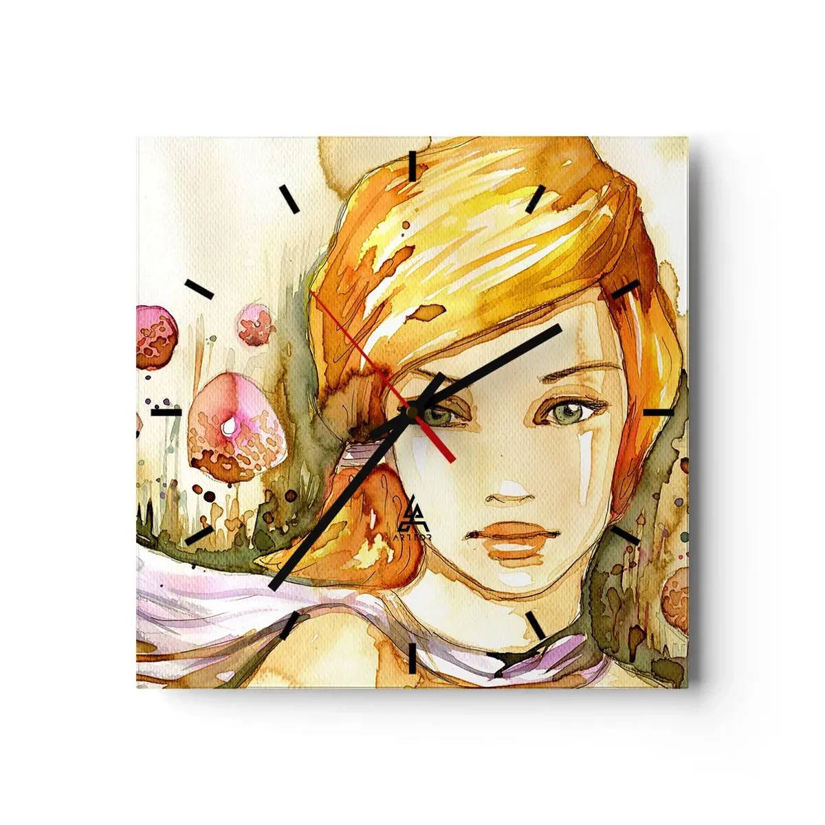 Nástěnné hodiny - Smaragdový pohled, který zahání hněv - 40x40 cm